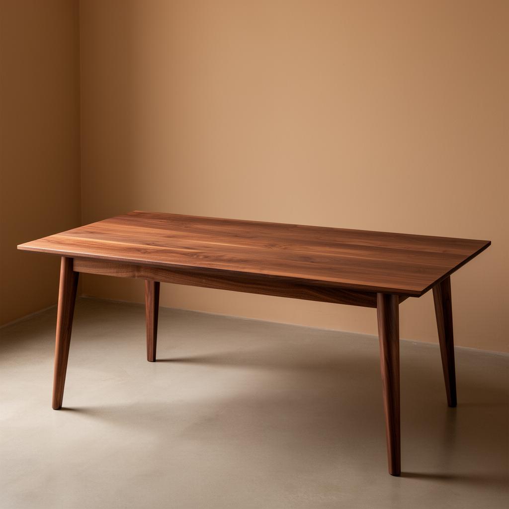 Solid walnut dining table with tapered legs