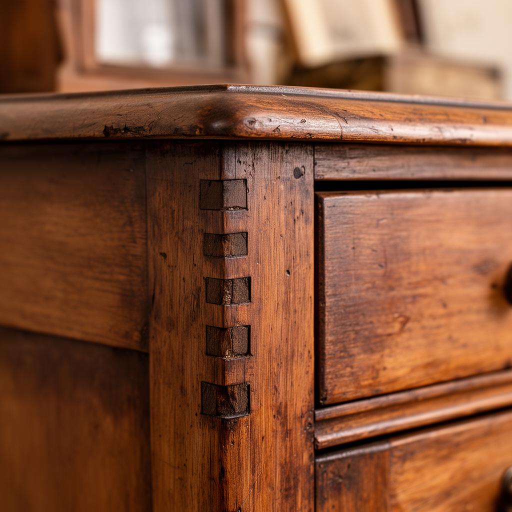 Restored antique cabinet with hand-cut dovetail joinery